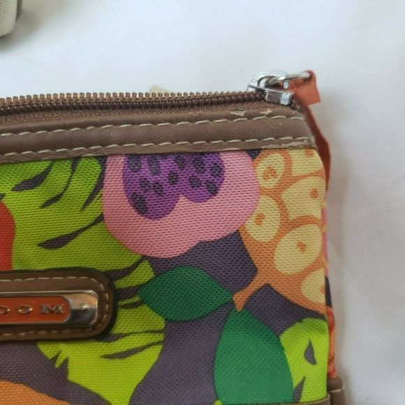 Lily Bloom Crossbody Bag Purse Tropical Fruit Multicolor Vegan Leather Trim - Picture 9 of 11